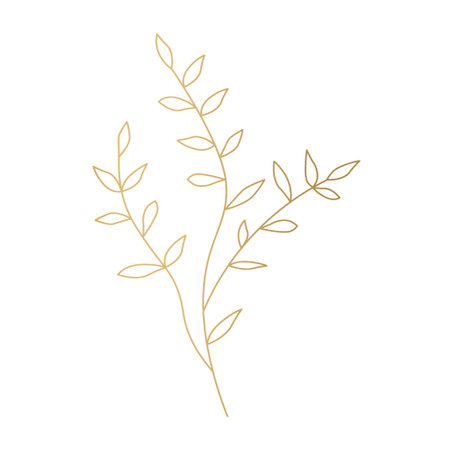 golden branches with leaves- vector illustrationのイラスト素材
