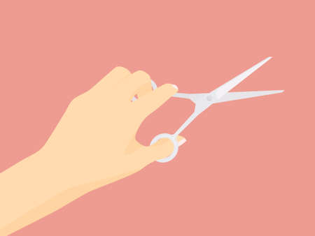hand holding scissors- vector illustrationのイラスト素材