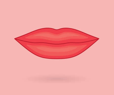 full red lips icon, Valentine's day, love, romance concept- vector illustrationのイラスト素材