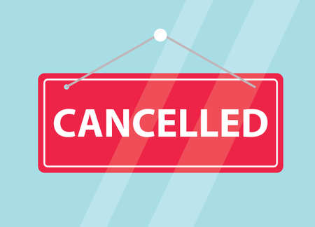 canceled sign hanging on the entrance door - vector illustrationのイラスト素材