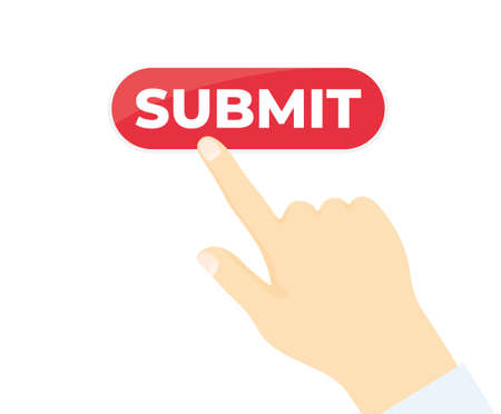 hand pressing submit button - vector illustrationのイラスト素材