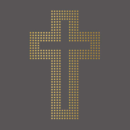 golden christian religious cross icon- vector illustrationのイラスト素材