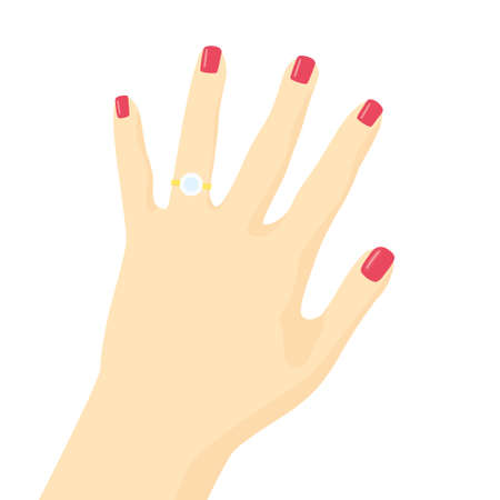 hand with engagement ring - vector illustrationのイラスト素材