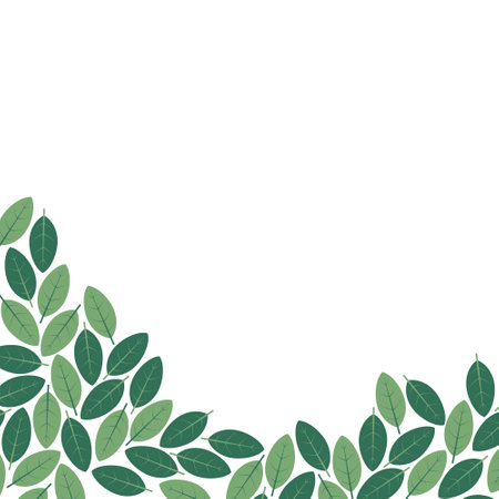 pattern of green leaves on white background with place for text- vector illustrationのイラスト素材