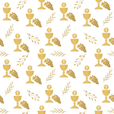 seamless golden holy communion pattern- vector illustrationのイラスト素材