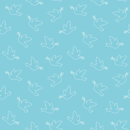 dove with olive branch, Holy Spirit, peace concept seamless pattern- vector illustrationのイラスト素材