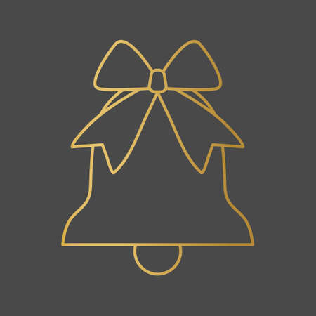 golden christmas bell with bow icon - vector illustrationのイラスト素材