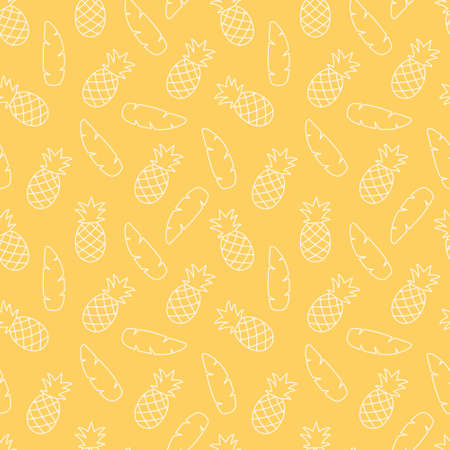 summer seamless pattern with pineaplles and palm leaves, great for wrapping, textile, wallpaper, greeting card- vector illustrationのイラスト素材