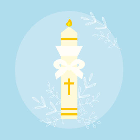 first Holy Communion, Baptismal candle- vector illustrationのイラスト素材