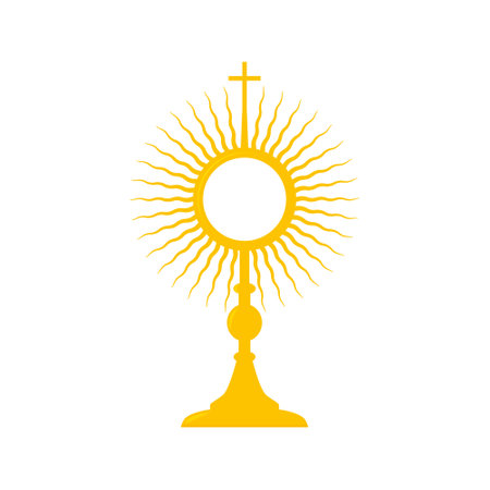 Sacrament of the Eucharist, Holy Communion, Corpus Christi, Monstrance- vector illustrationのイラスト素材