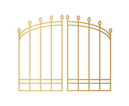 golden elegant wrought gate icon -vector illustrationのイラスト素材