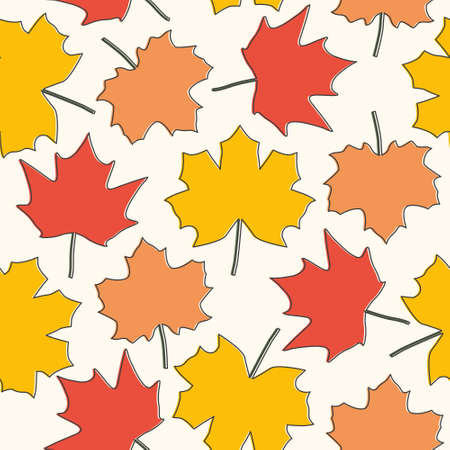 seamless autumn pattern of maple leaves, great for wrapping, textile, wallpaper, greeting card- vector illustrationのイラスト素材