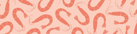 restaurant, seafood banner with shrimps - vector illustrationのイラスト素材