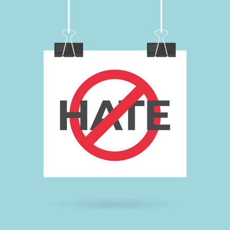 hanging paper with no hate concept- vector illustrationのイラスト素材