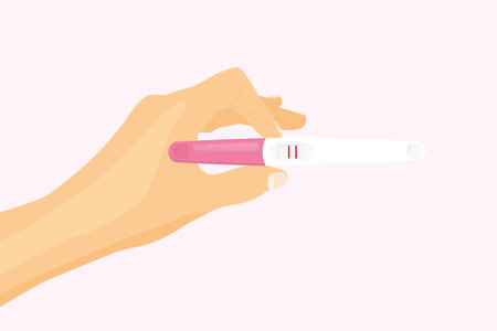 pregnancy test with positive result, trying to have a baby, infertility, IVF concept- vector illustrationのイラスト素材