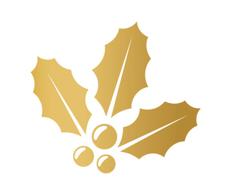 golden christmas holly berry icon- vector illustrationのイラスト素材