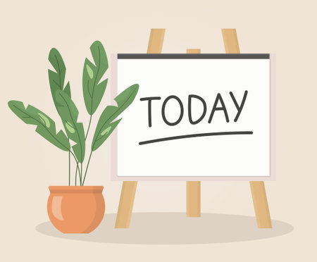 today word written on a flip chart, concept of agenda, start acting, achieving goals- vector illustrationのイラスト素材