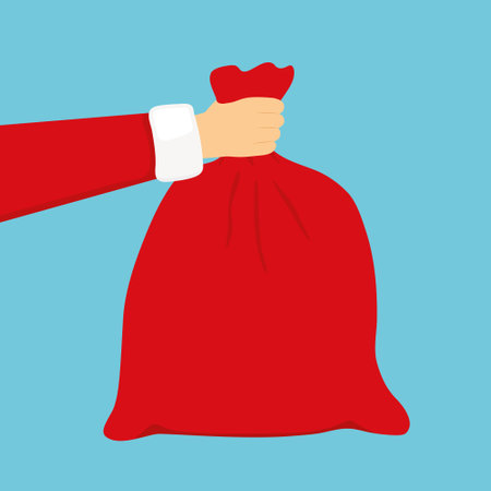 Santa Claus holding gift bag- vector illustrationのイラスト素材