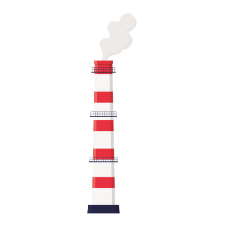 factory, industrial chimney with smoke- vector illustrationのイラスト素材
