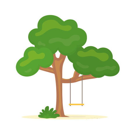 swing hanging from the tree- vector illustrationのイラスト素材