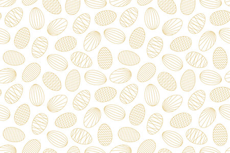 seamless golden pattern with easter eggs - vector illustrationのイラスト素材