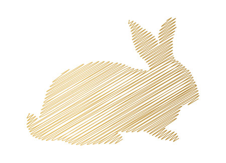 golden easter scribble rabbit- vector illustrationのイラスト素材