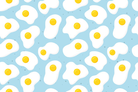 seamless pattern with fried eggs - vector illustrationのイラスト素材