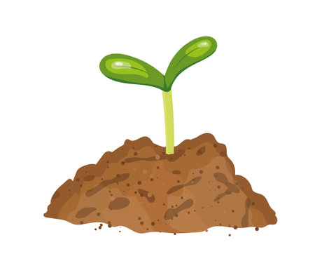 young plant growing from soil; spring, new life concept - vector illustrationのイラスト素材