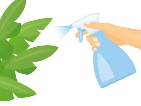 hand watering houseplant- vector illustrationのイラスト素材