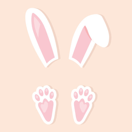 easter rabbit ears and paw - vector illustrationのイラスト素材