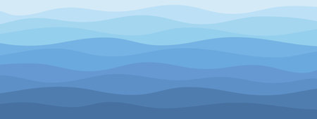 blue water sea wave banner - vector illustrationのイラスト素材