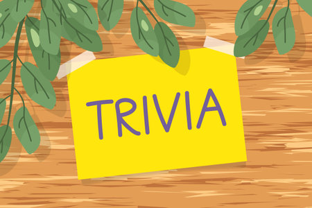 trivia written on yellow paper on wooden wall and house plant- vector illustrationのイラスト素材
