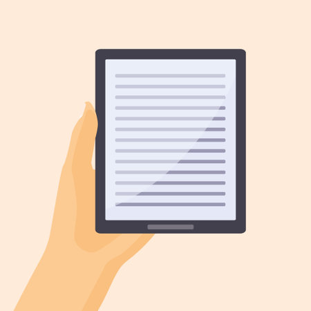 reading on ebook reader tablet- vector illustrationのイラスト素材