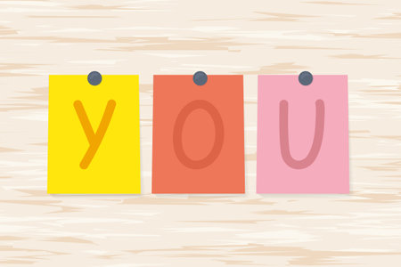 you word written on colorful memo papers- vector illustrationのイラスト素材