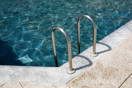 ladder in the swimming poolの写真素材