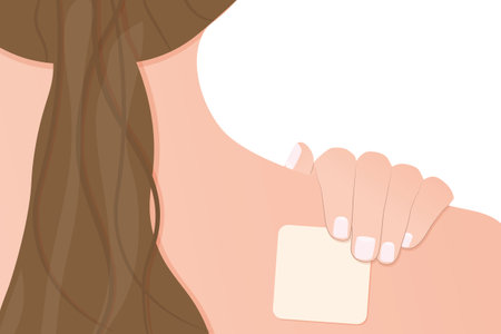 woman with contraceptive patch on her back - vector illustrationのイラスト素材