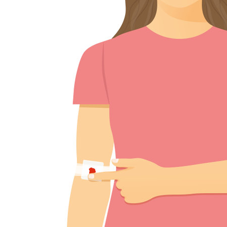 bandage after giving blood- vector illustrationのイラスト素材