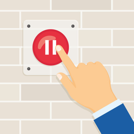 hand pressing pause button- vector illustration- vector illustration