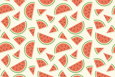 summer seamless pattern with watermelons- vector illustrationのイラスト素材