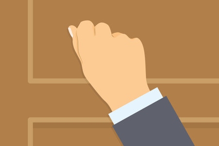 hand knocking on the door- vector illustrationのイラスト素材