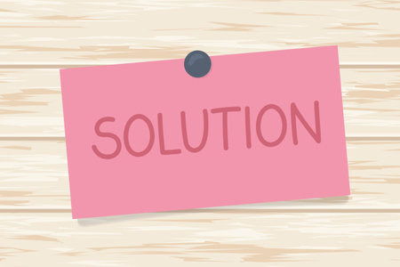solution word written on memo paper- vector illustrationのイラスト素材