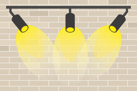 spotlight lighting on brick wall- vector illustrationのイラスト素材
