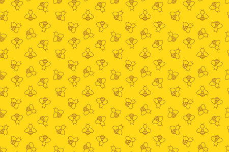 seamless yellow pattern with bees- vector illustrationのイラスト素材