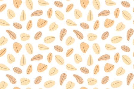 seamless pattern with oat flakes; breakfast; healthy diet background- vector illustrationのイラスト素材