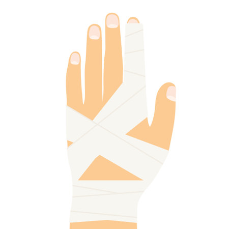 injured finger with bandage- vector illustrationのイラスト素材
