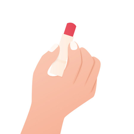 woman hand holding red lipstick- vector illustrationのイラスト素材