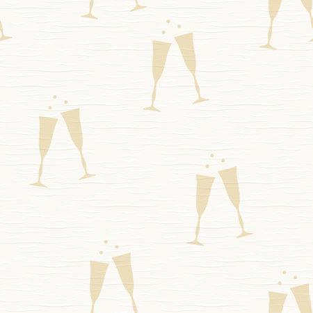 seamless paper texture with champagne glasses; new year's eve, party, wedding background- vector illustrationのイラスト素材