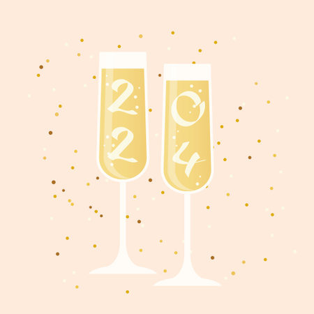 Happy new year 2024 celebration- vector illustrationのイラスト素材