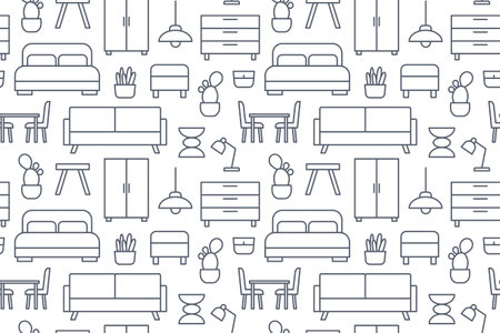 furniture seamless pattern- vector illustrationのイラスト素材