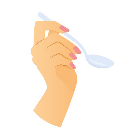 female hand with a tea spoon - vector illustrationのイラスト素材